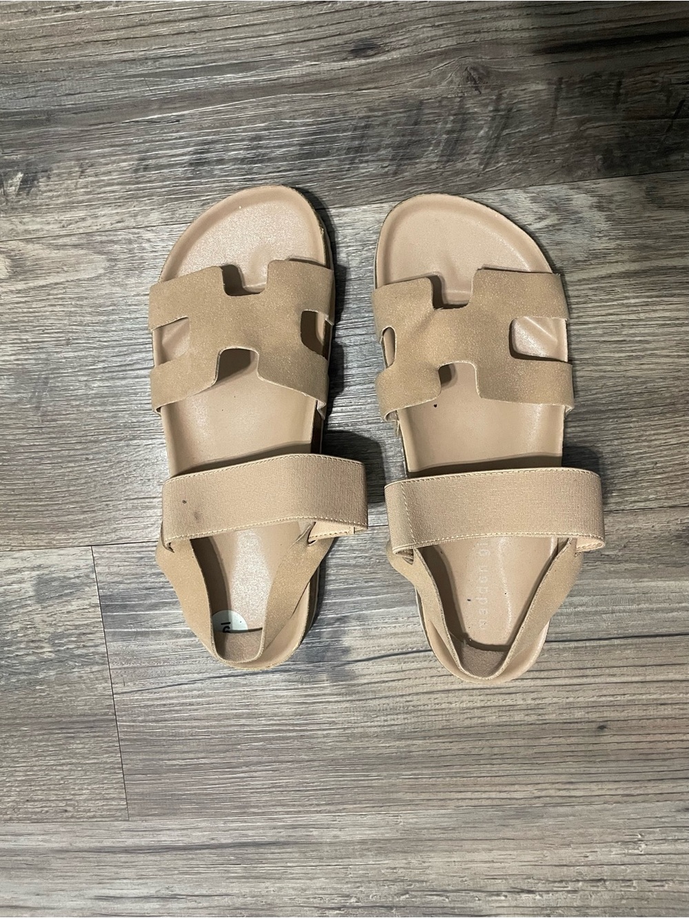 Madden Girl Tan Double-Strap Slide Sandals